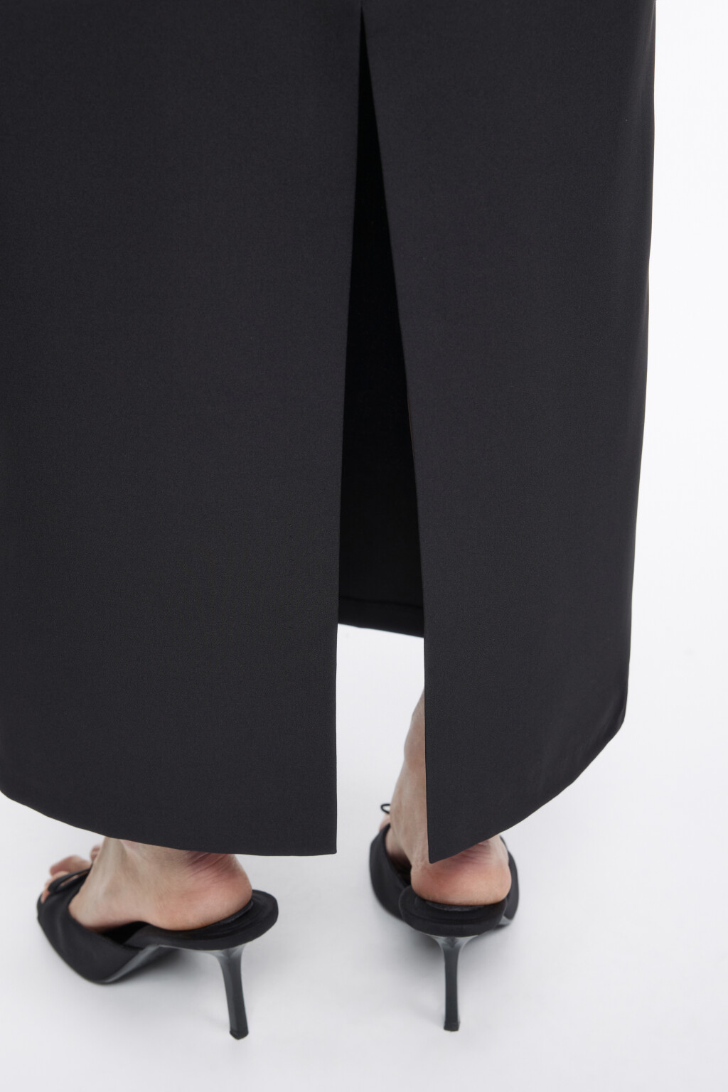 Юбка-карандаш макси костюмная с разрезом - цвет черный - 8