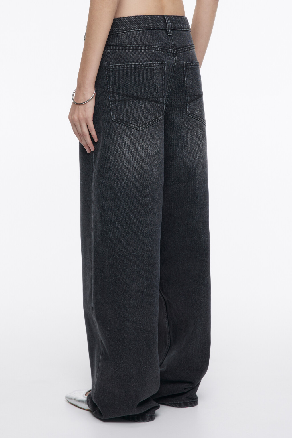Джинсы широкие с низкой посадкой - цвет серый - 5
