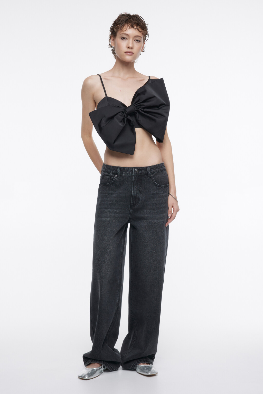 Джинсы широкие с низкой посадкой - цвет серый - 7