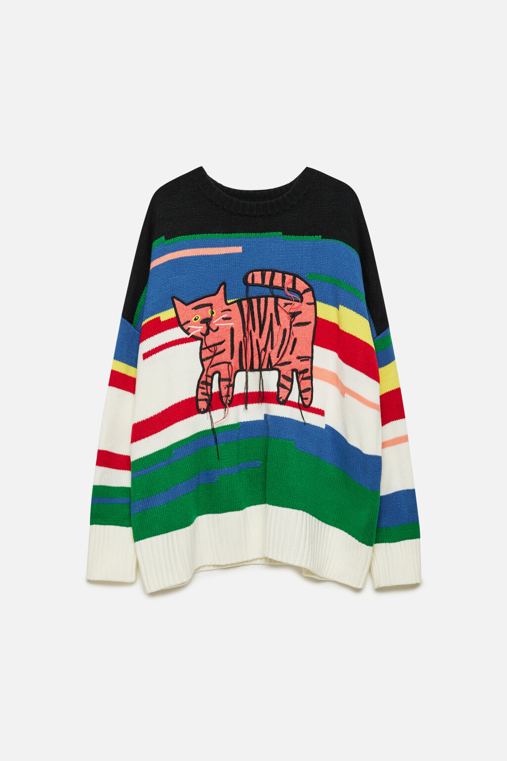Джемпер oversize вязаный с принтом и нитками - цвет мультиколор - 11