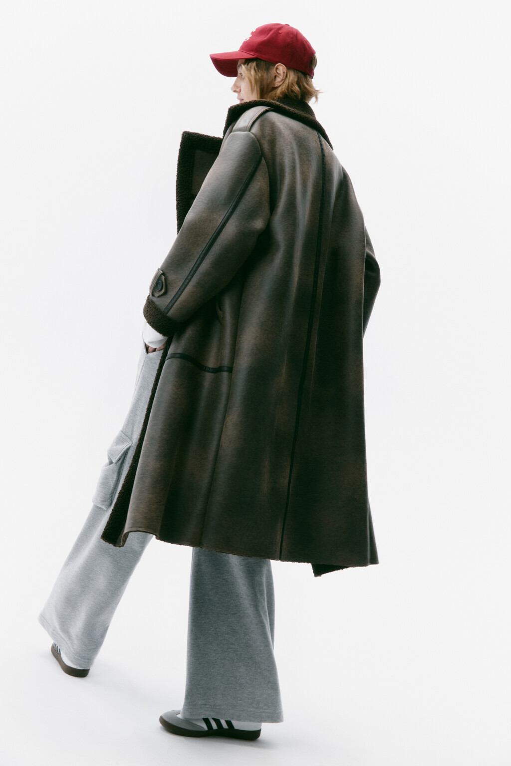 Дубленка длинная с вареным эффектом - цвет коричневый - 11