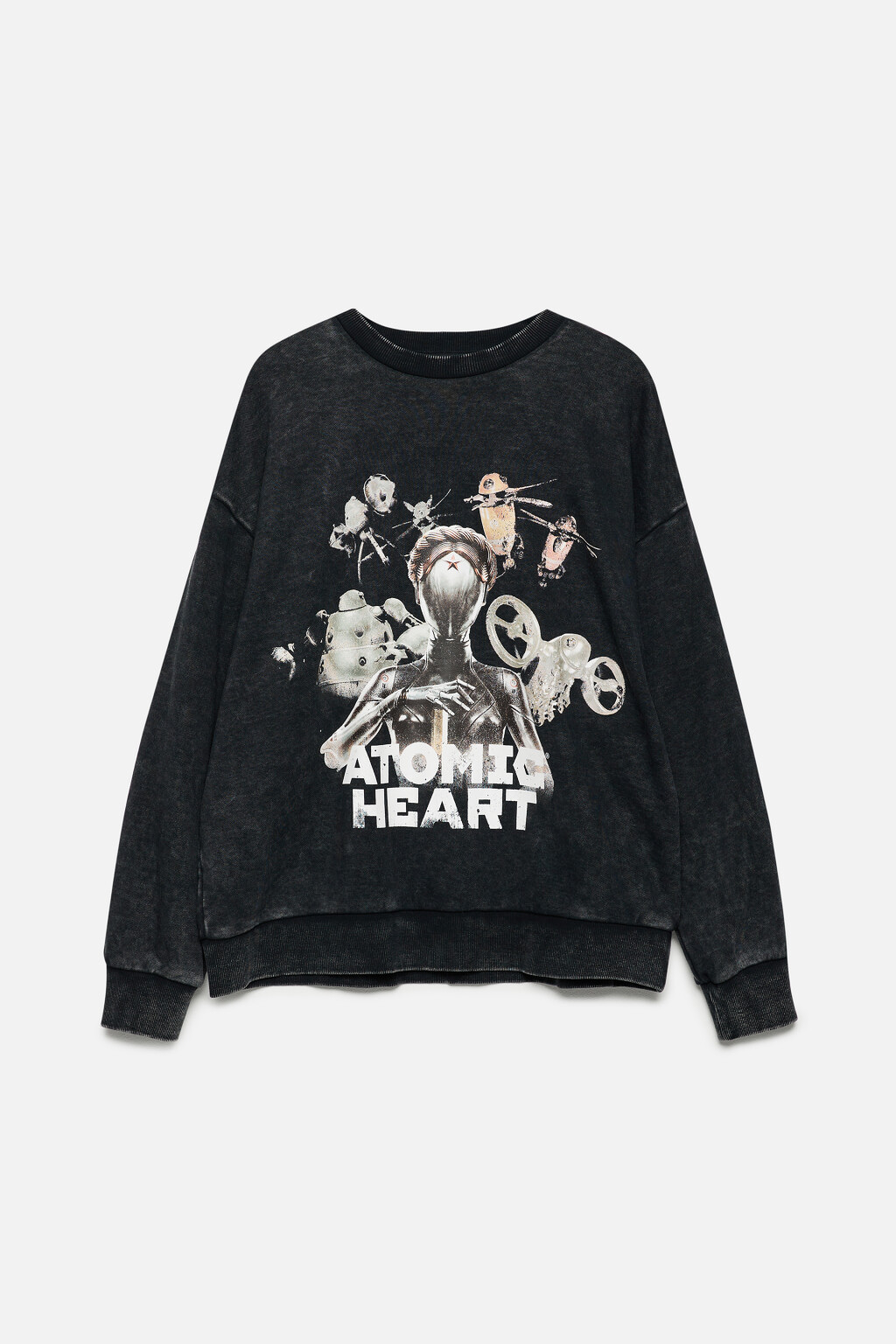 Свитшот oversize хлопковый с принтом Atomic Heart - цвет серый - 10