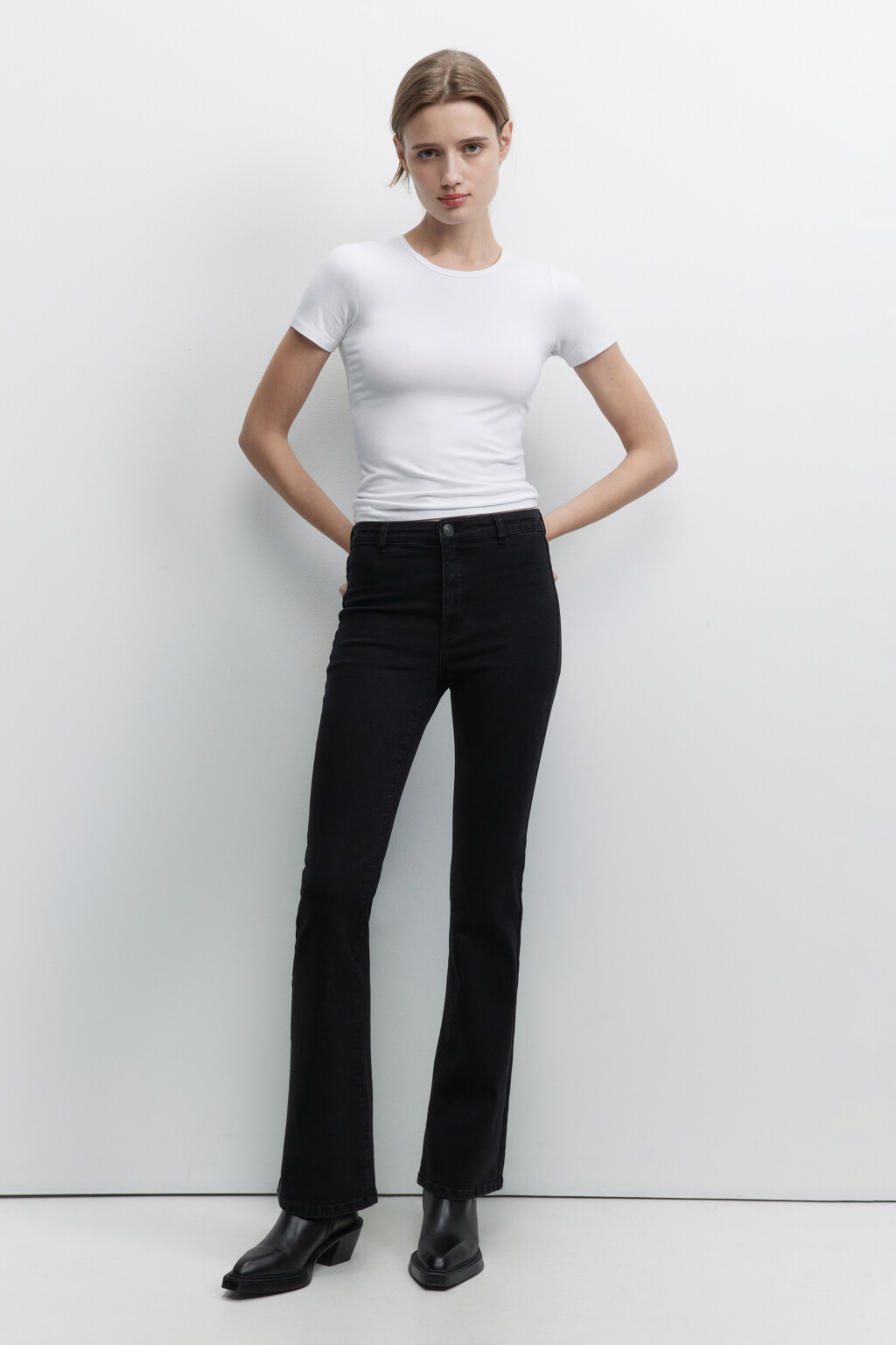 Джинсы клеш облегающие со средней посадкой - цвет черный - 5