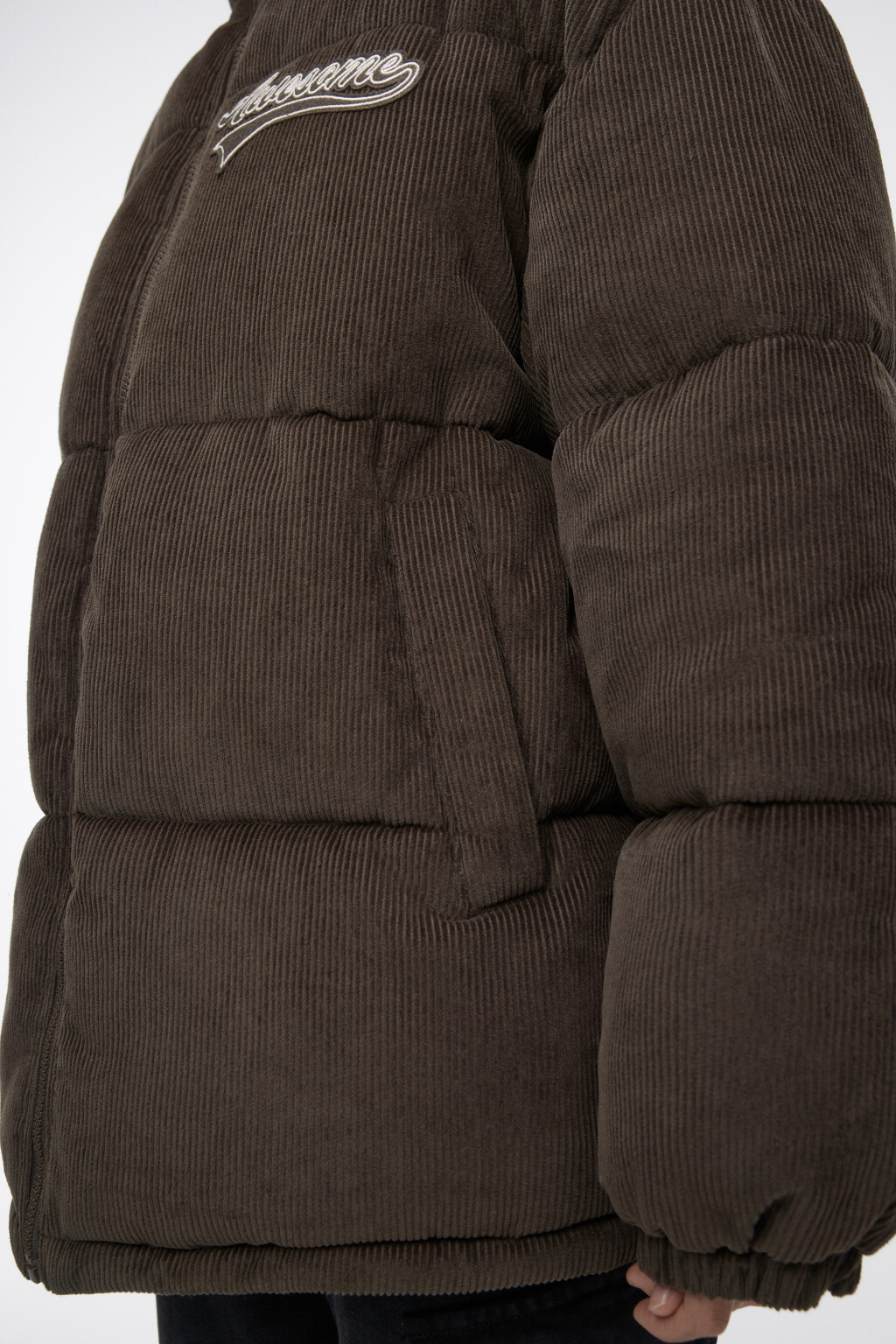 Куртка oversize дутая из вельветовой ткани - цвет зеленый - 8