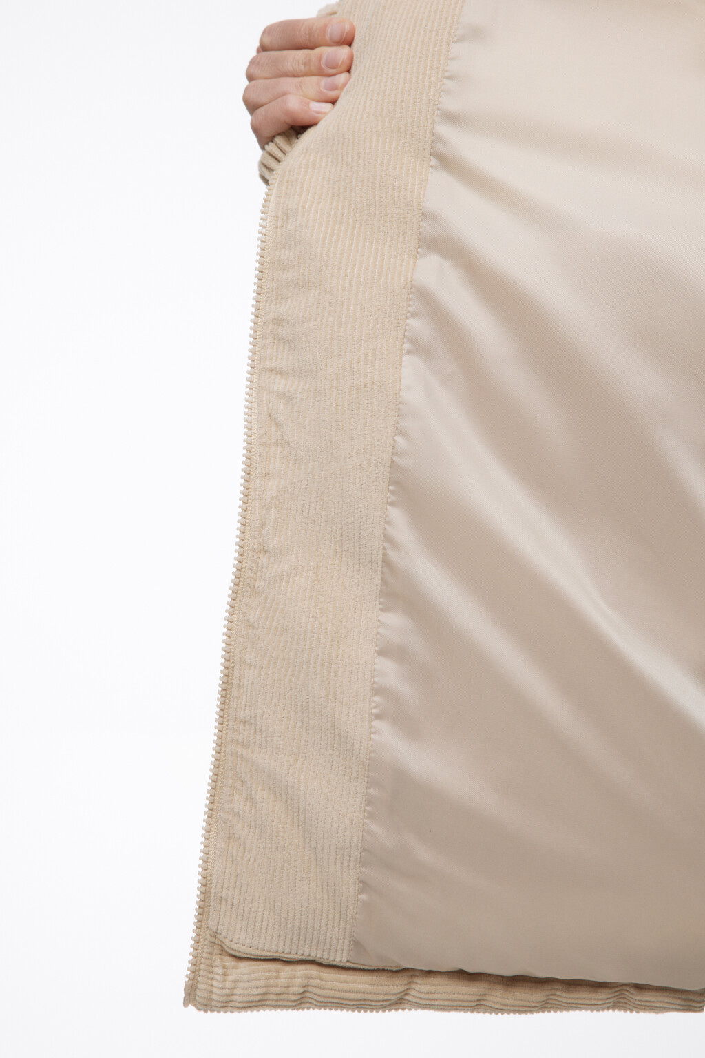 Куртка oversize дутая из вельветовой ткани - цвет бежевый - 9