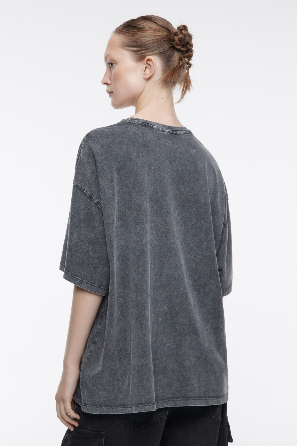 Футболка oversize хлопковая в стиле гранж - цвет серый - 4