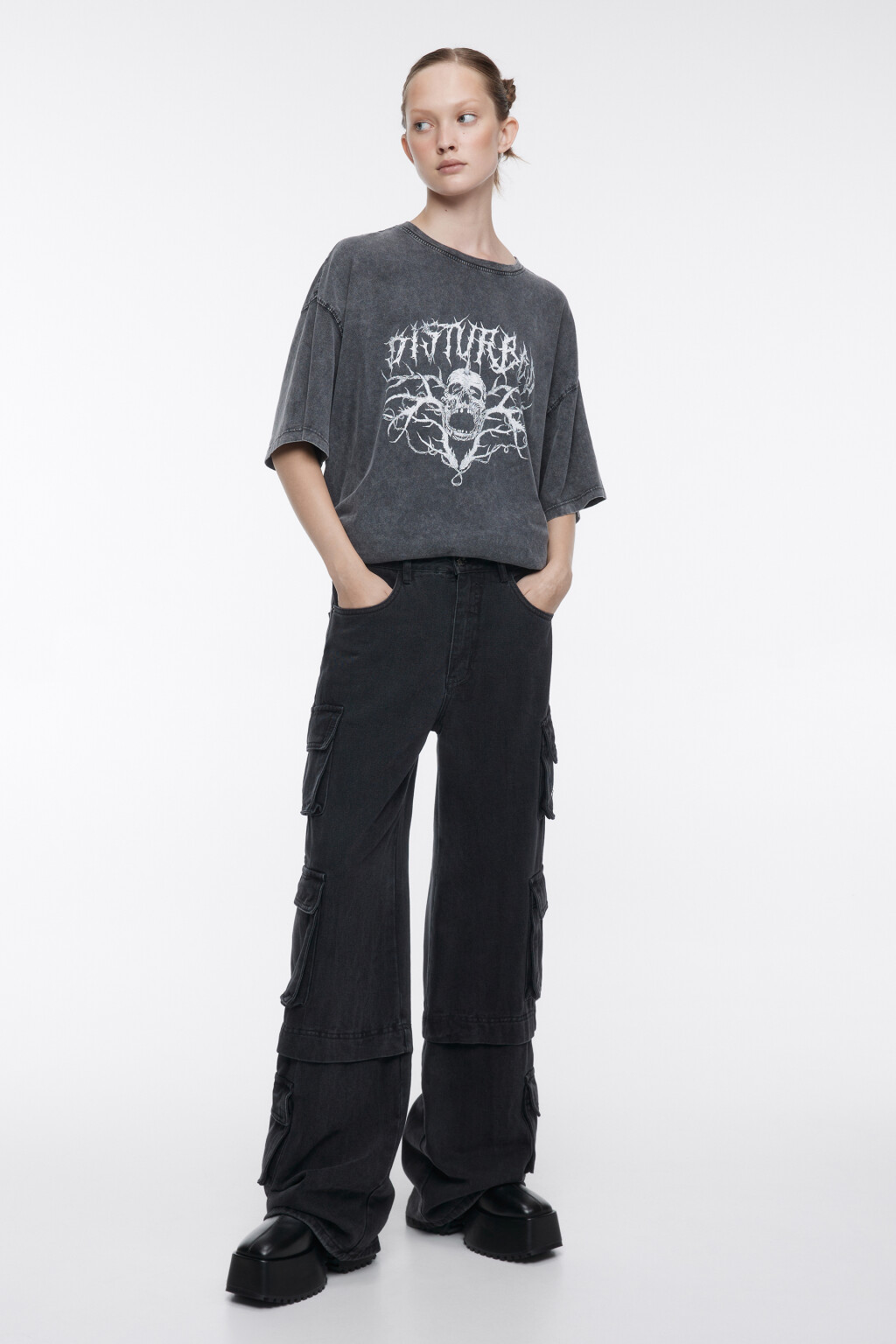 Футболка oversize хлопковая в стиле гранж - цвет серый - 5