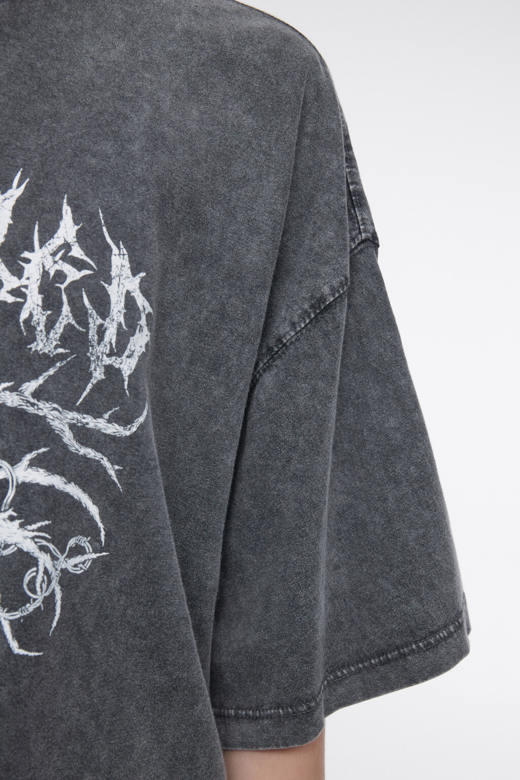 Футболка oversize хлопковая в стиле гранж - цвет серый - 7