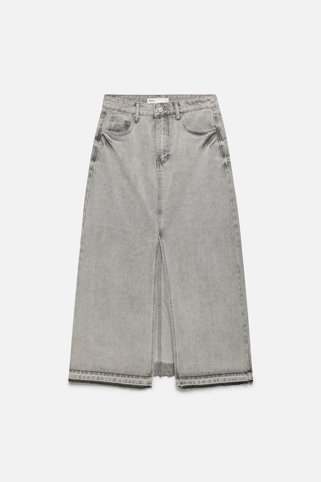 Юбка-трапеция макси джинсовая с открытыми срезами - цвет серый - 8