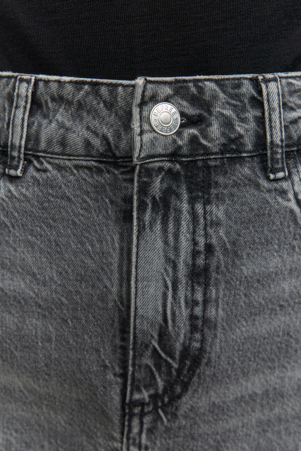 Юбка миди джинсовая прямая с разрезом спереди - цвет серый - 5