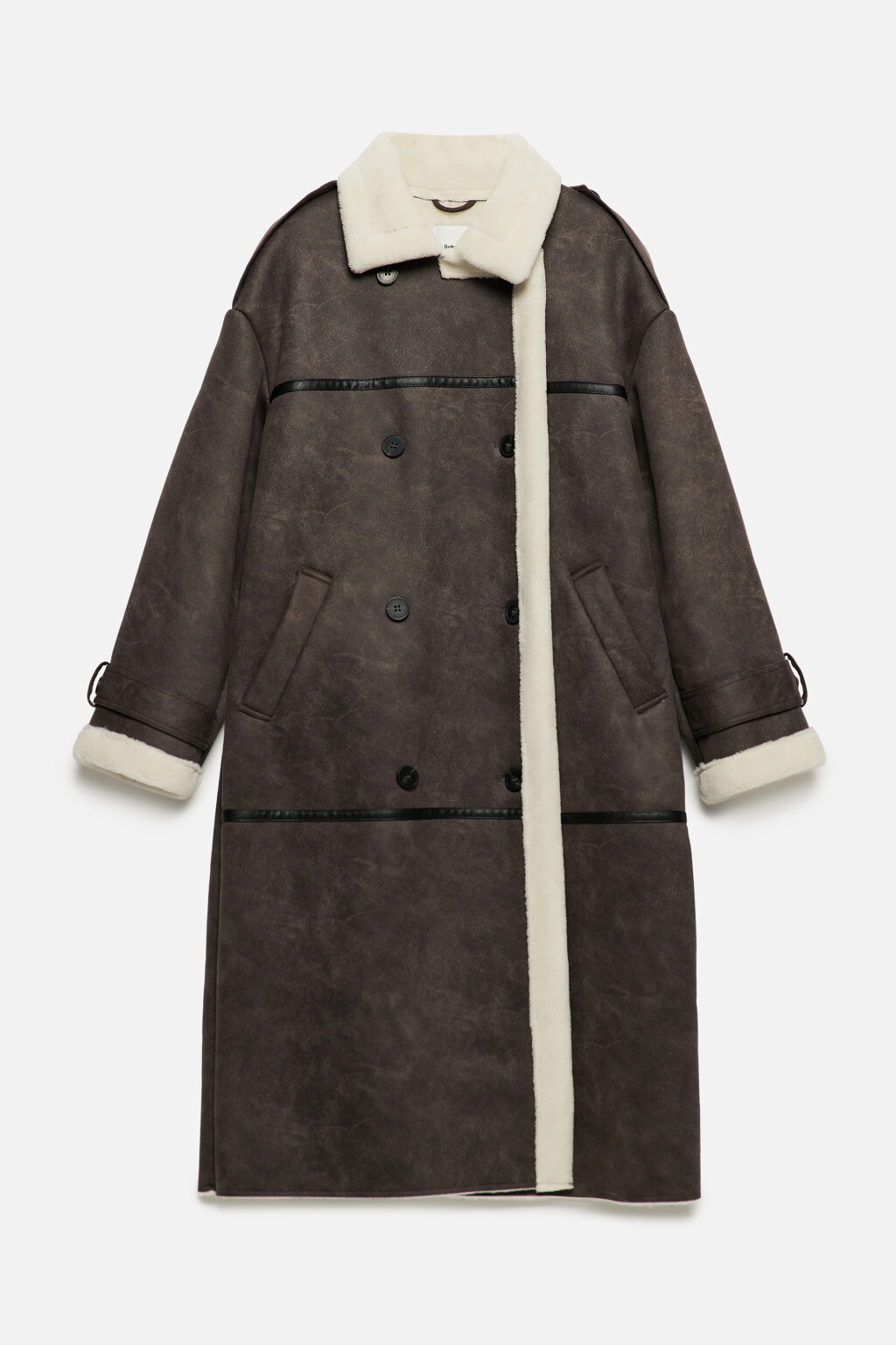 Дубленка длинная с широким воротником - цвет серый - 11