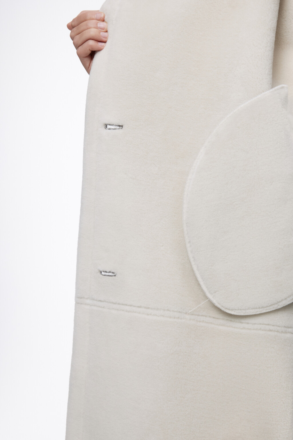 Дубленка длинная с широким воротником - цвет серый - 10