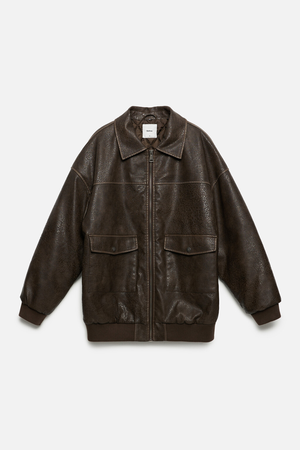Куртка-бомбер из вареной искусственной кожи - цвет коричневый - 10