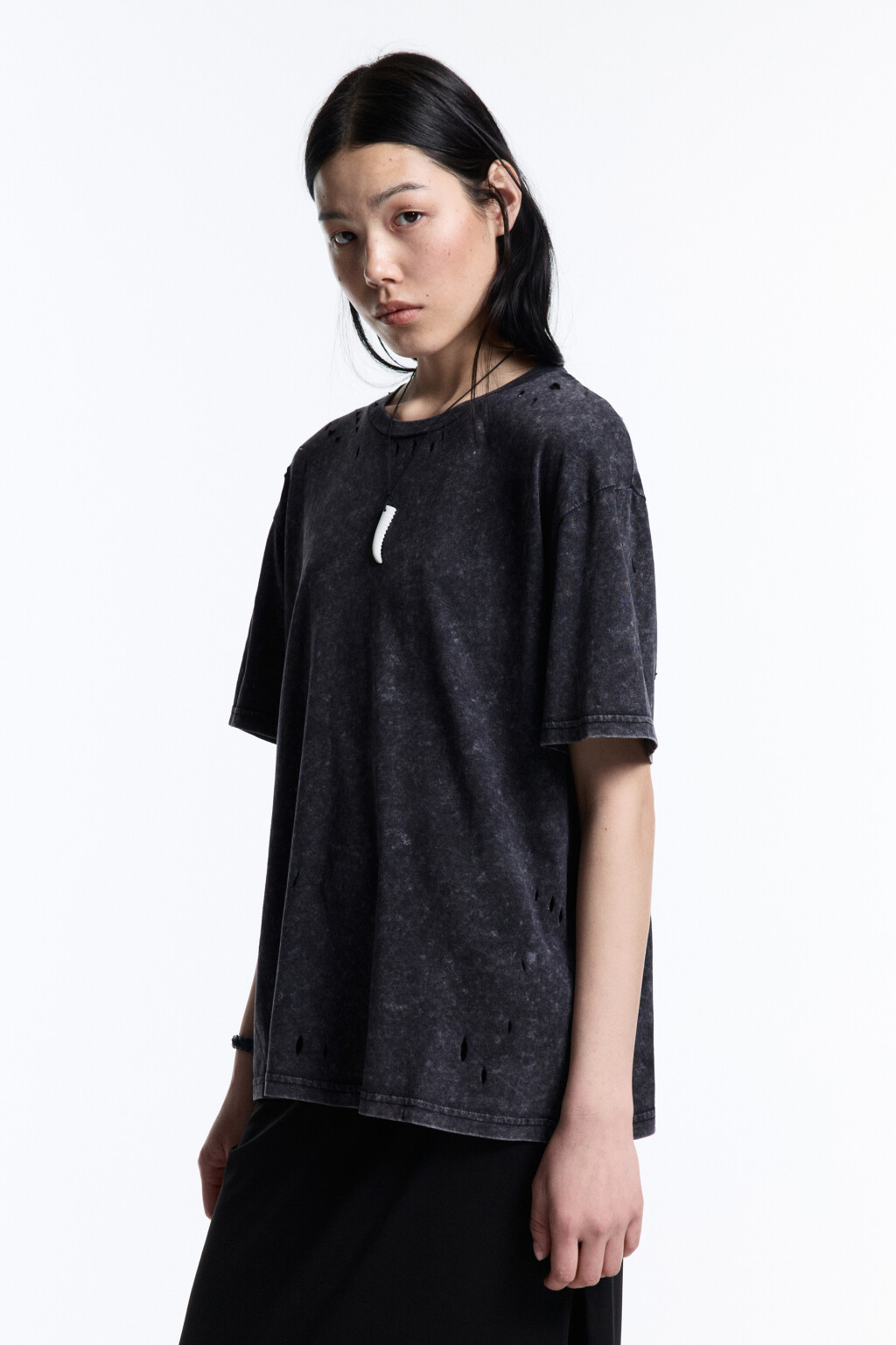 Футболка oversize рваная с состаренным эффектом - цвет серый - 3