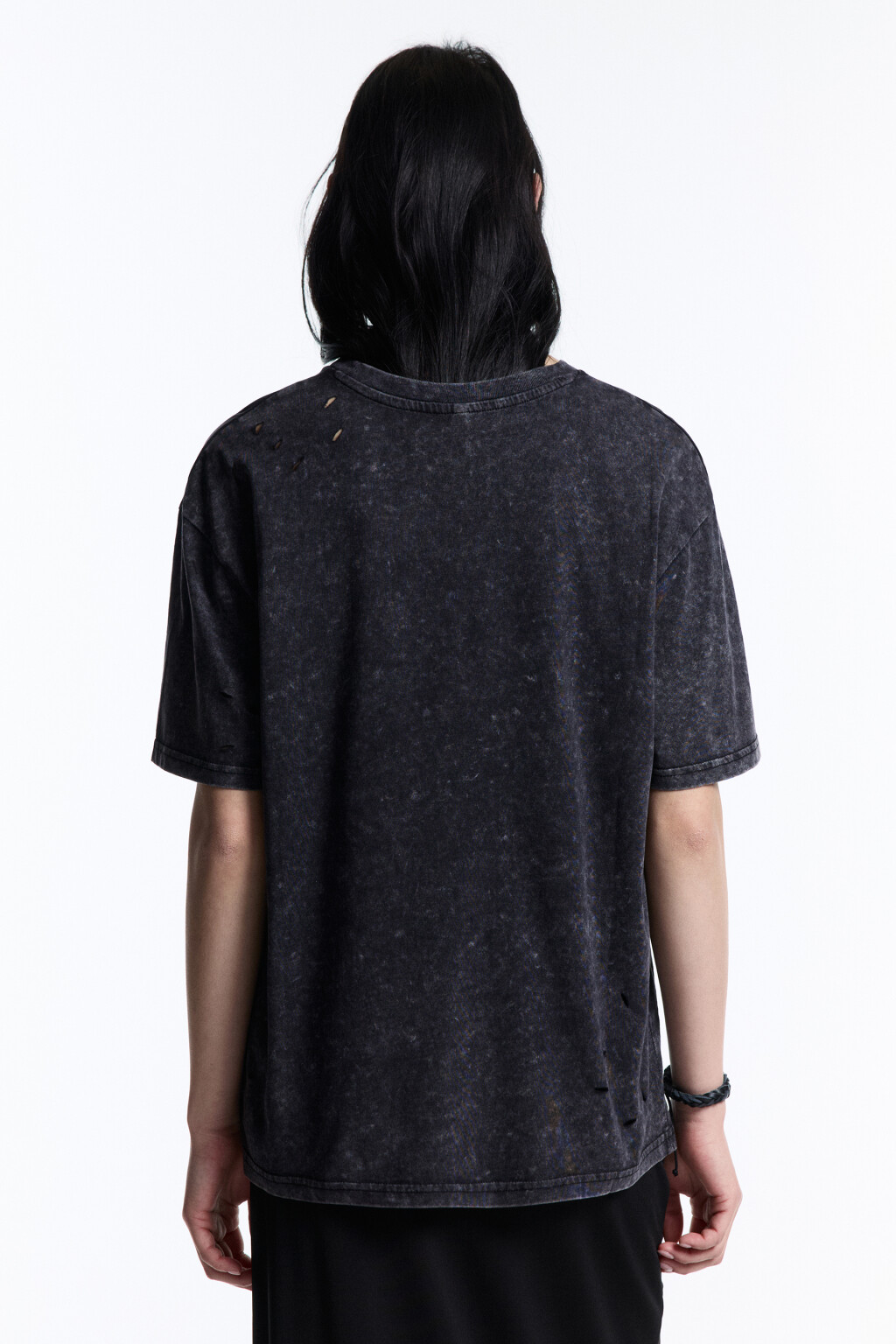 Футболка oversize рваная с состаренным эффектом - цвет серый - 4