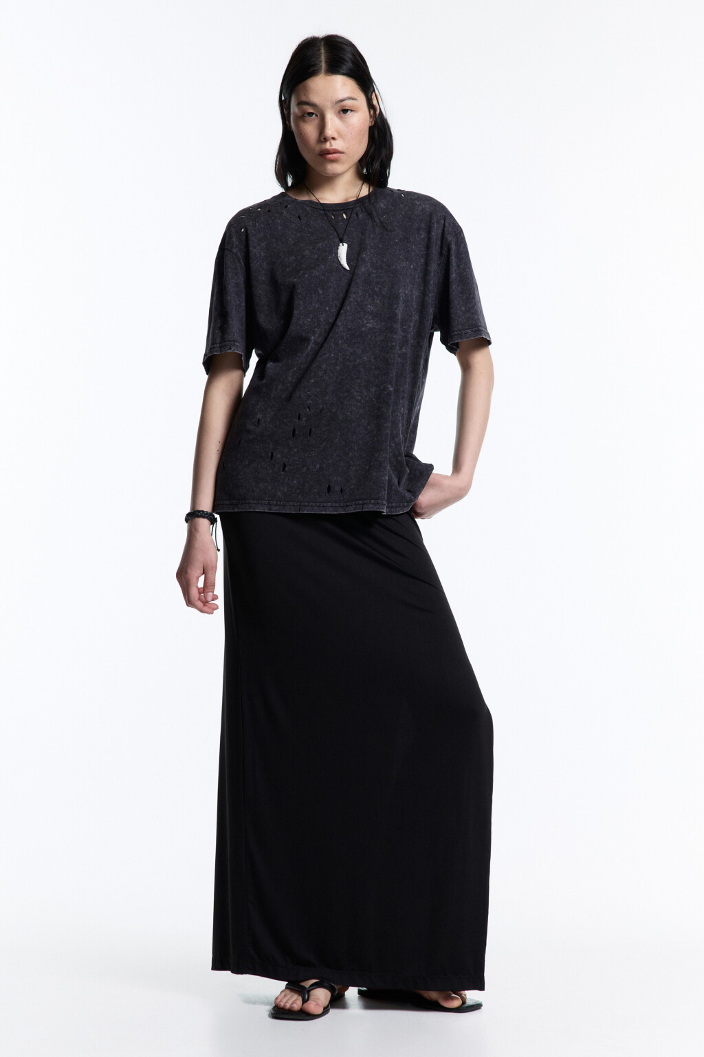 Футболка oversize рваная с состаренным эффектом - цвет серый - 5