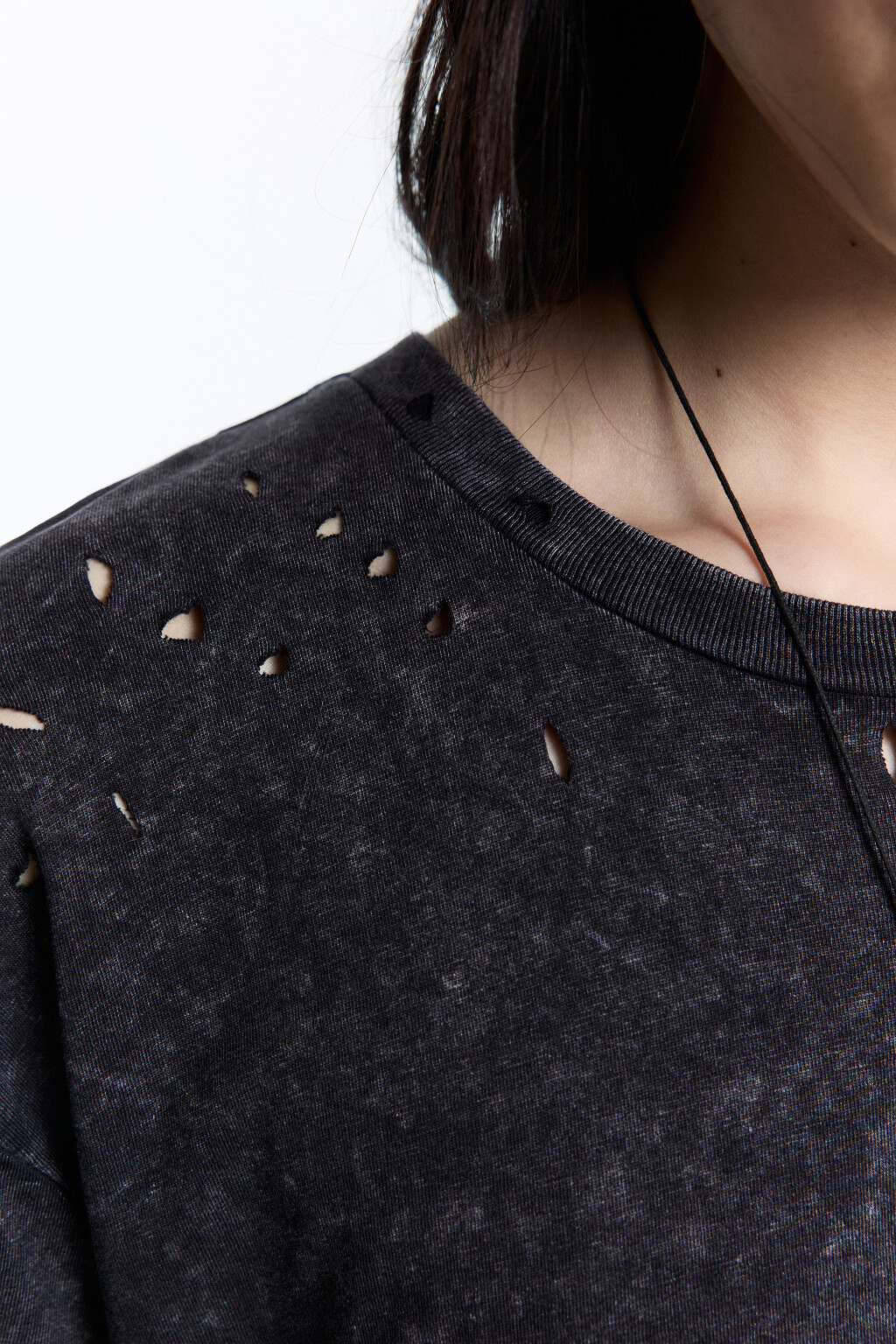 Футболка oversize рваная с состаренным эффектом - цвет серый - 6