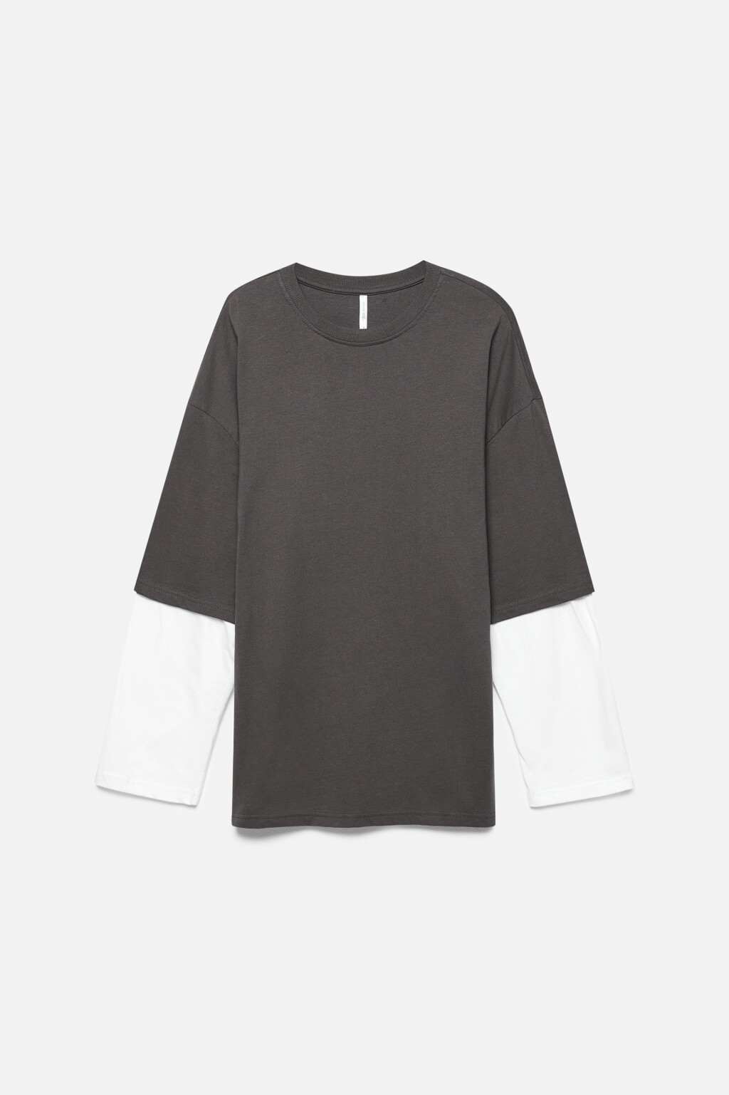 Лонгслив oversize хлопковый с двойными рукавами - цвет серый - 8