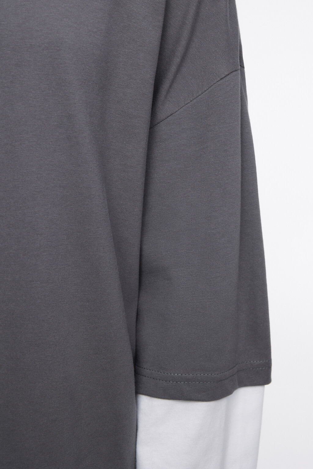 Лонгслив oversize хлопковый с двойными рукавами - цвет серый - 6