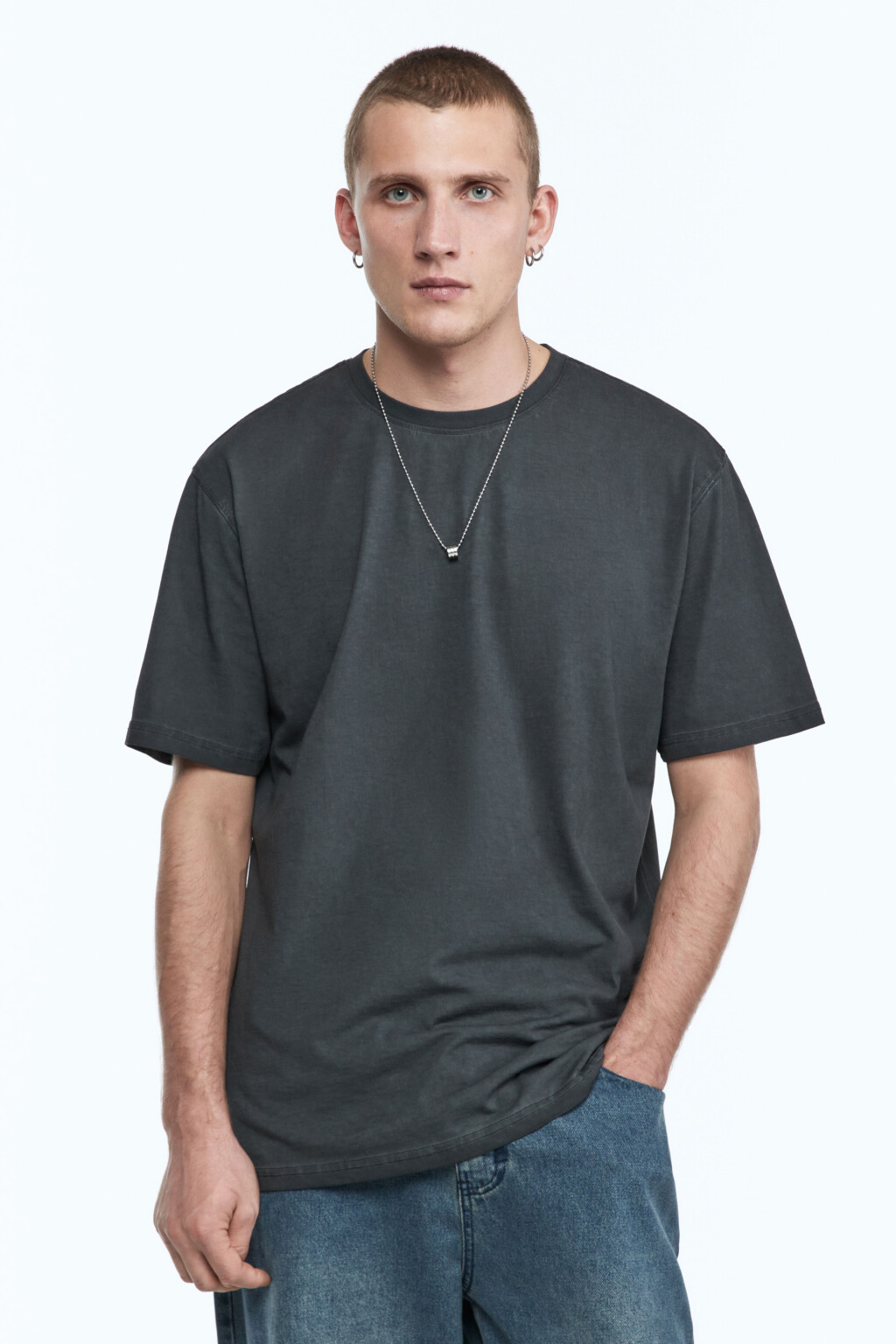 Футболка oversize хлопковая с вареным эффектом - цвет черный - 1