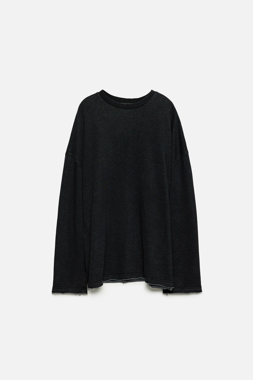 Свитшот oversize с состаренным эффектом - цвет черный - 7