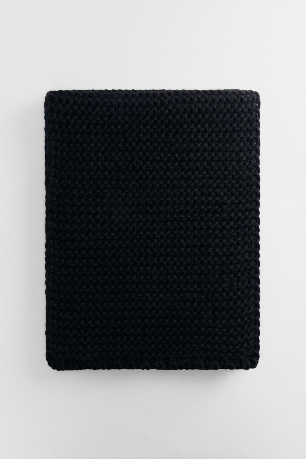 Шарф однотонный крупной фактурной вязки - цвет черный - 1