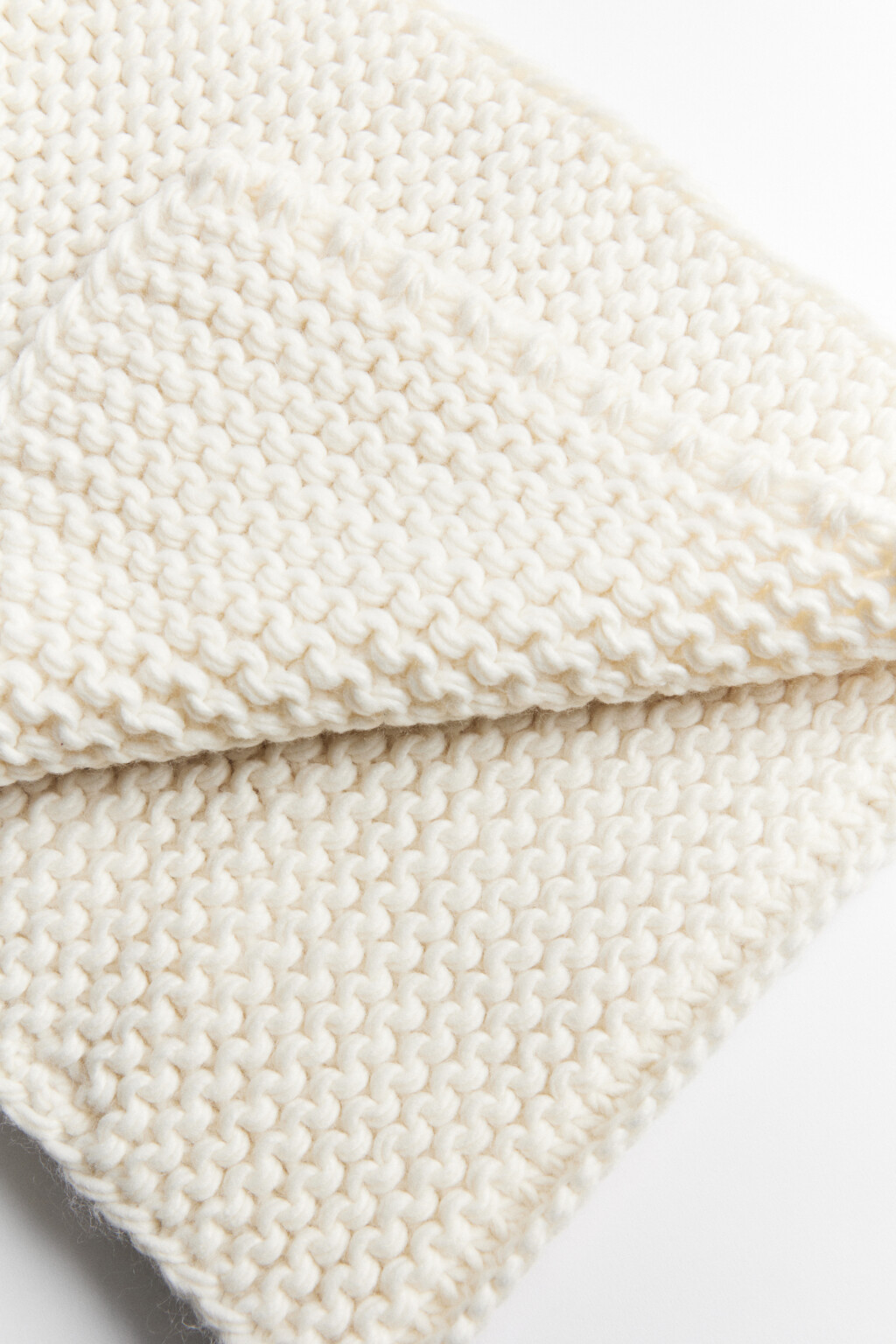 Шарф однотонный крупной фактурной вязки - цвет бежевый - 2