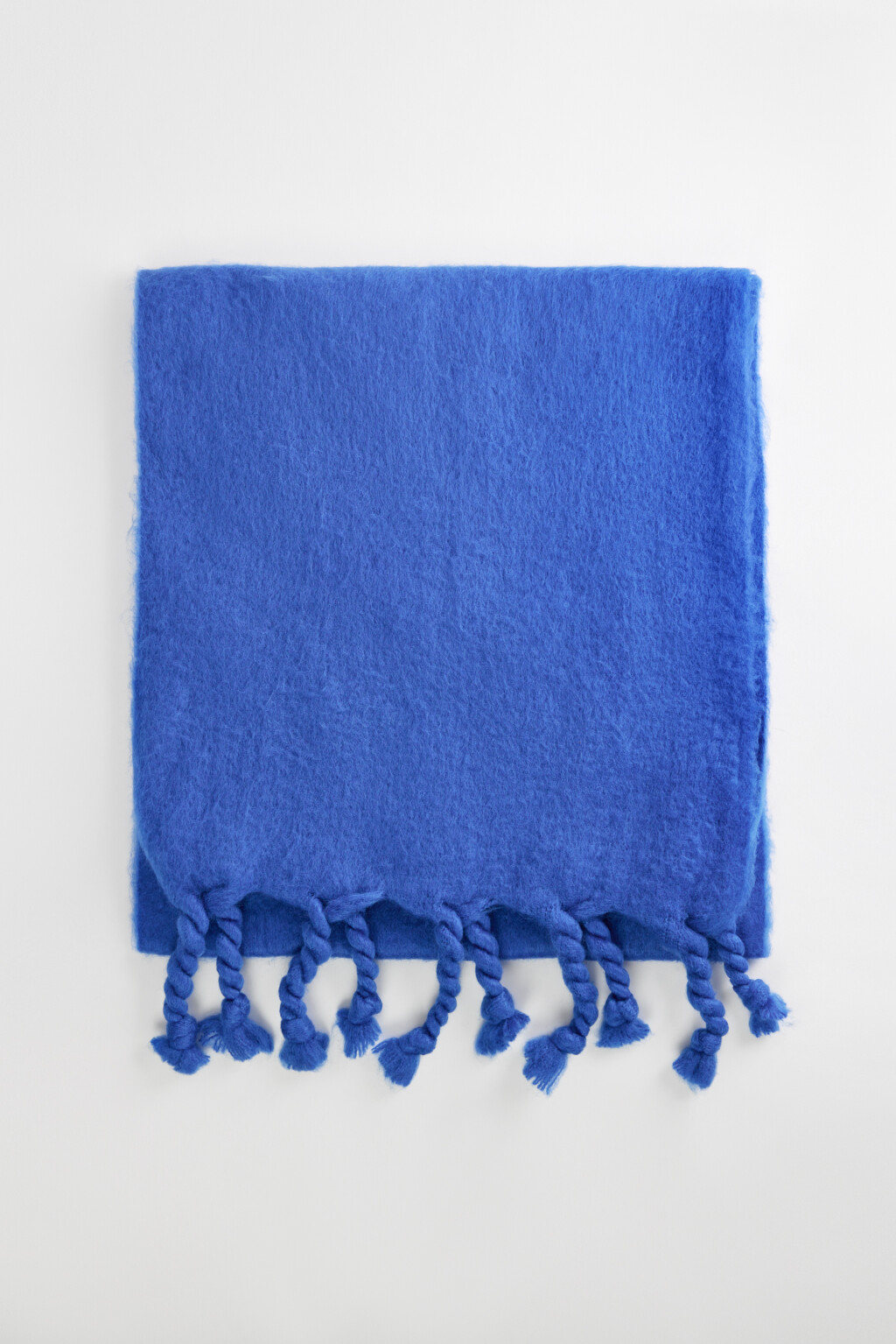 Шарф пухлый с бахромой-косичками - цвет синий - 1