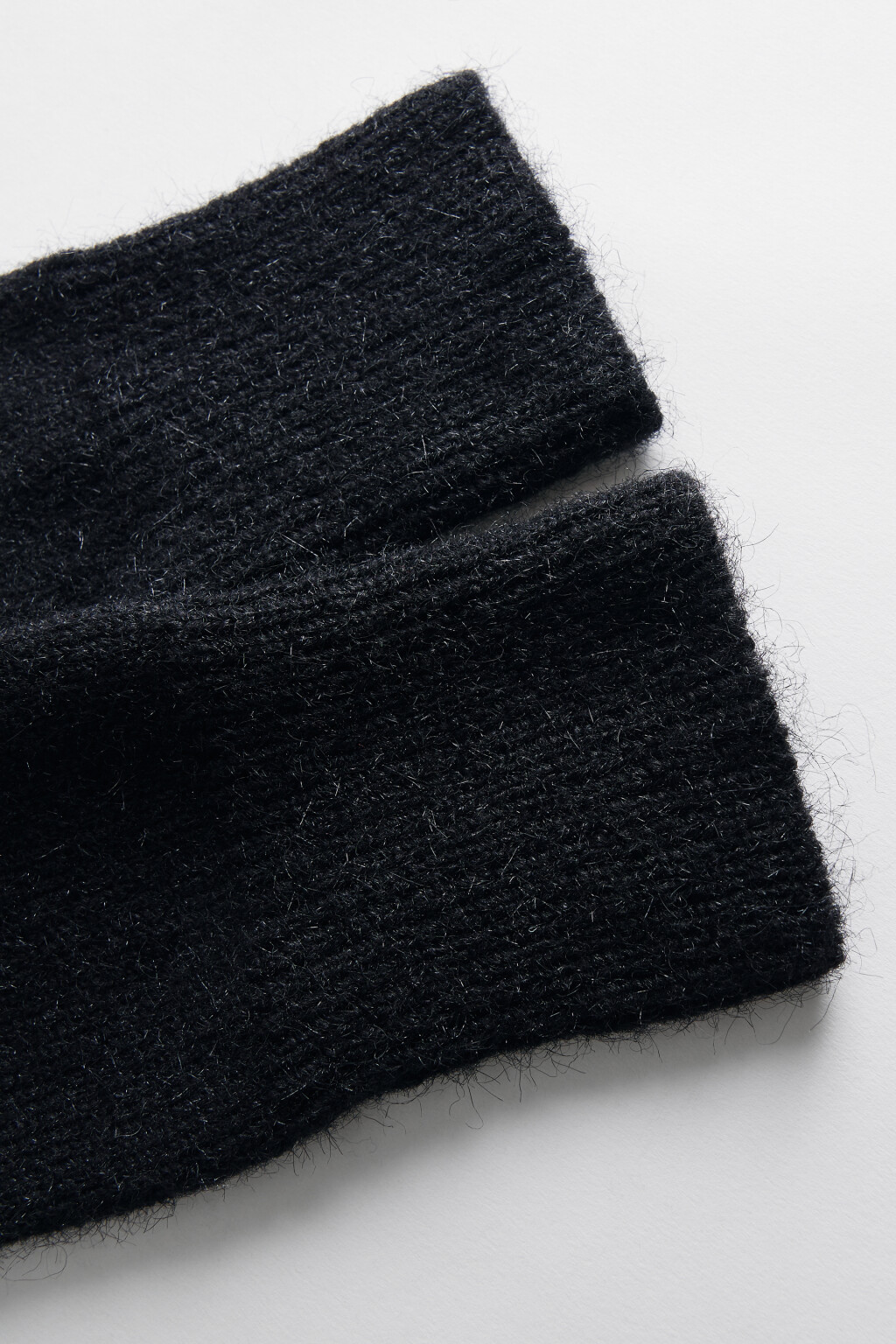 Перчатки-митенки без пальцев вязаные с шерстью - цвет черный - 3