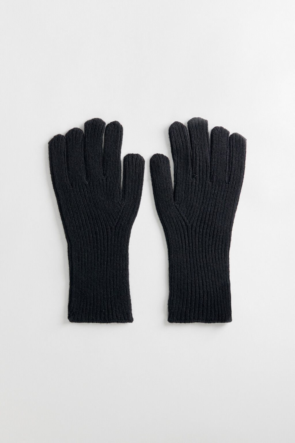 Перчатки вязаные удлиненные из вискозы - цвет черный - 1