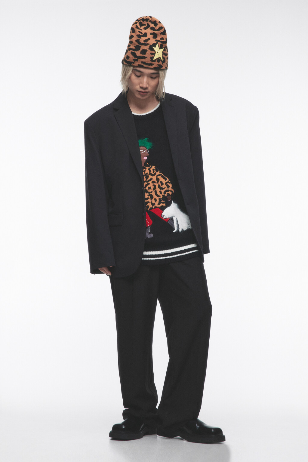 Шапка вязаная с принтом и нашивкой - цвет мультиколор - 6