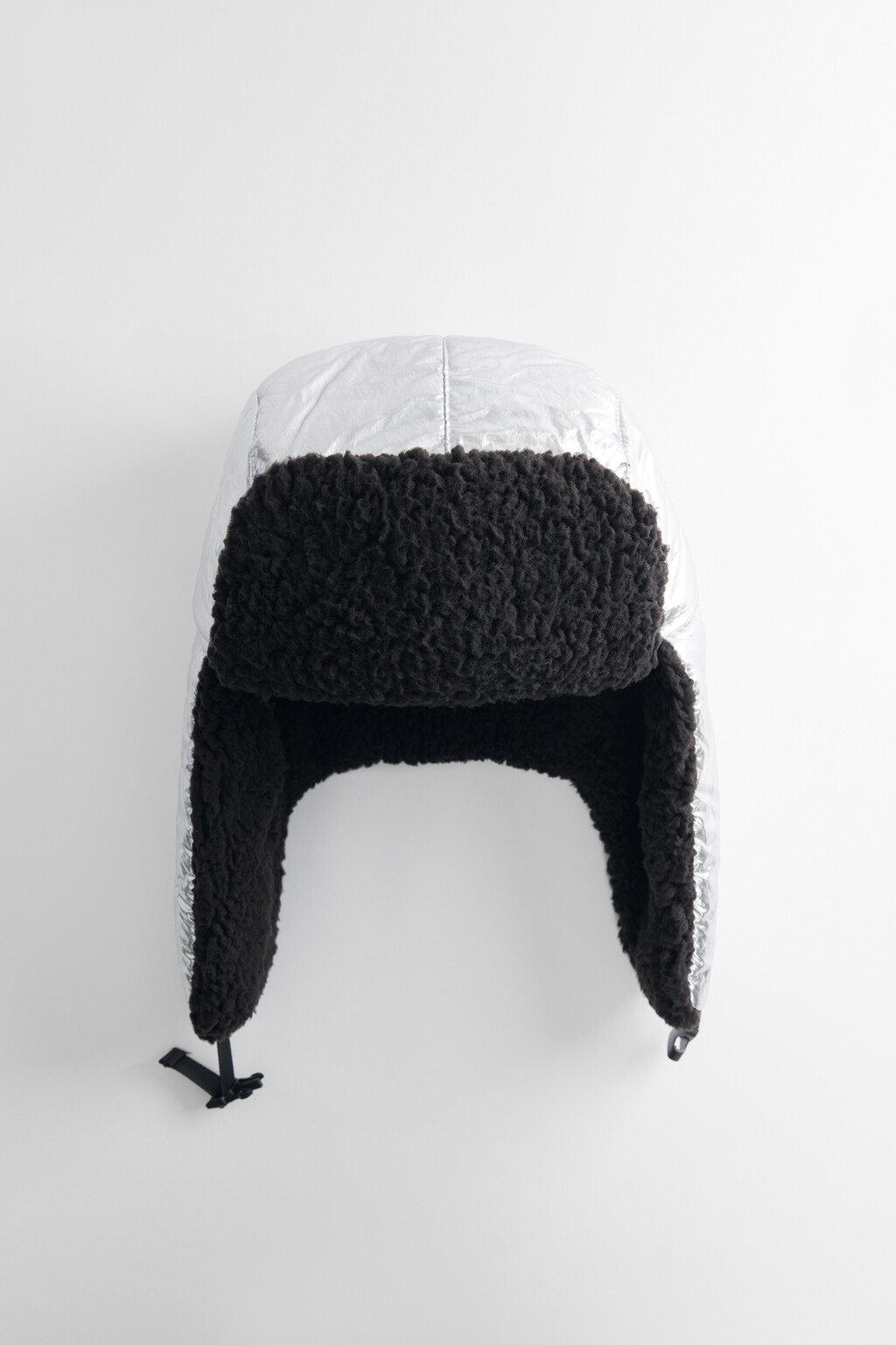 Шапка-ушанка с подкладкой - цвет черный - 1