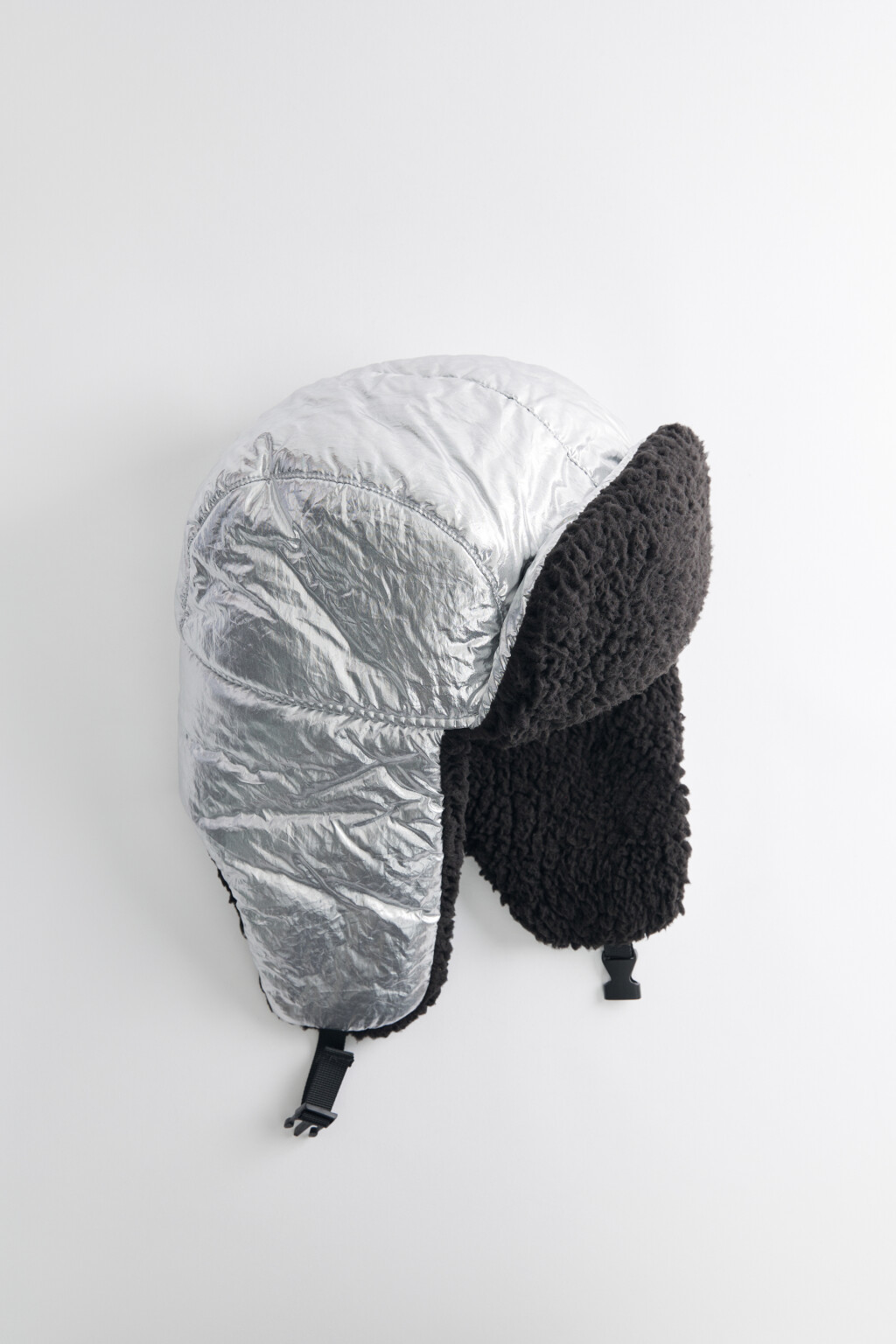 Шапка-ушанка с подкладкой - цвет черный - 2