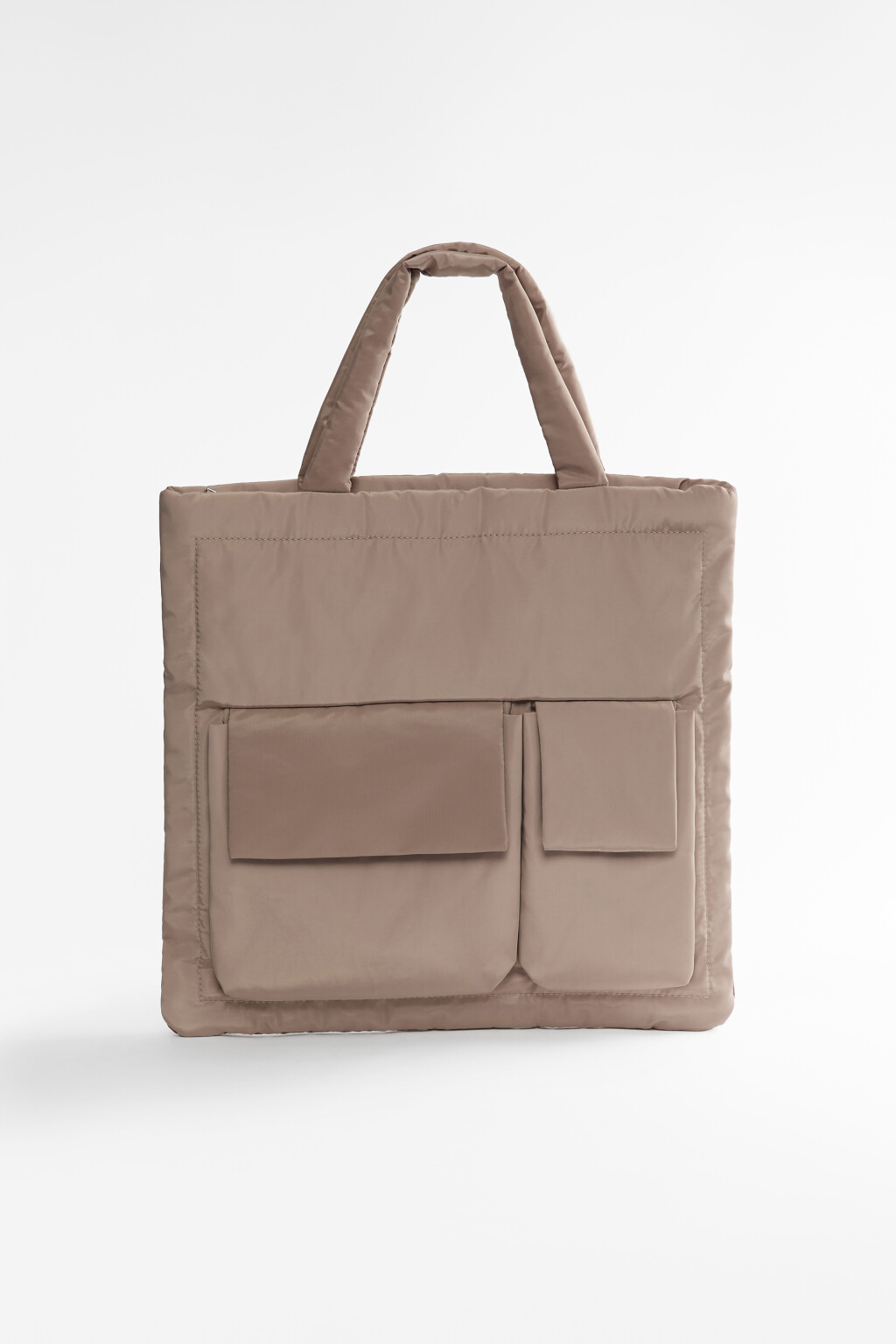 Сумка-шоппер стеганая с ручками на плечо - цвет серый - 1