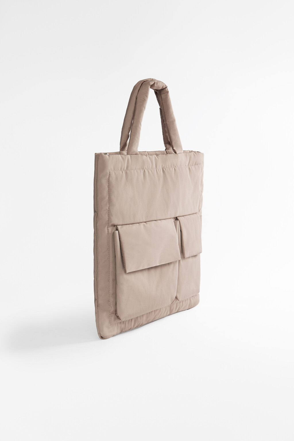 Сумка-шоппер стеганая с ручками на плечо - цвет серый - 2