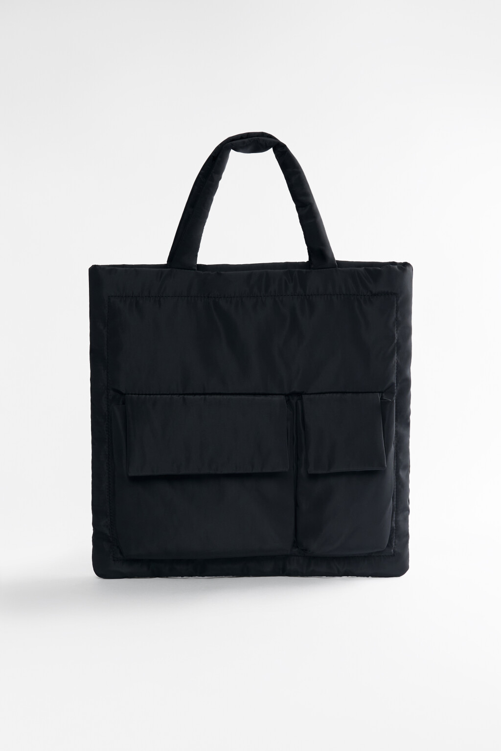 Сумка-шоппер стеганая с ручками на плечо - цвет черный - 1