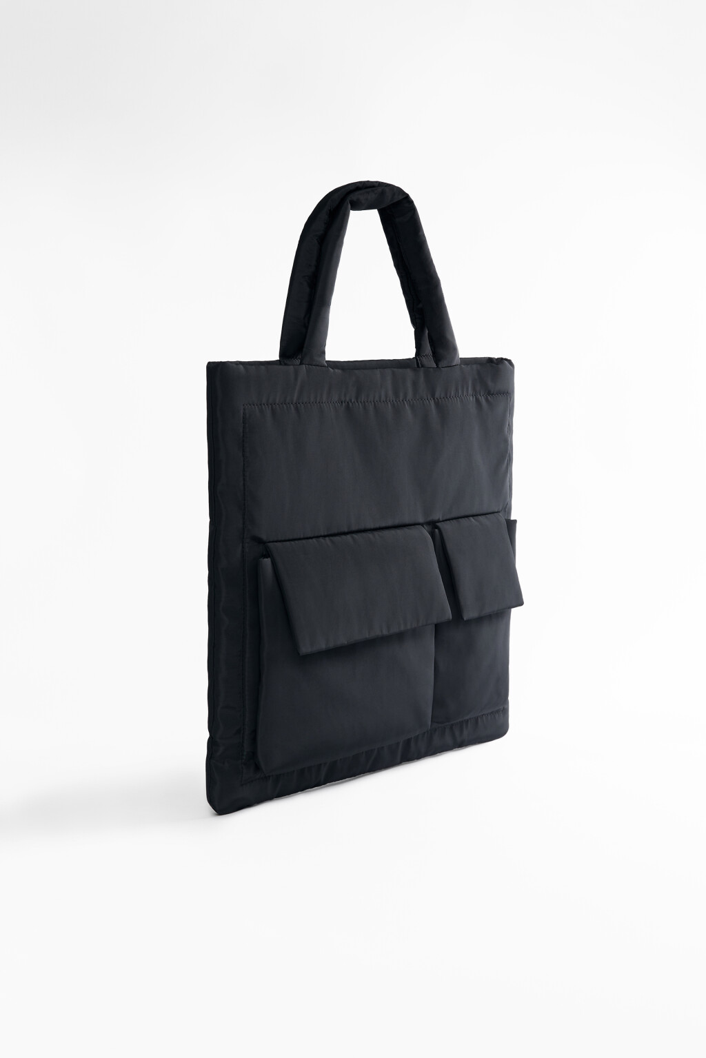 Сумка-шоппер стеганая с ручками на плечо - цвет черный - 2