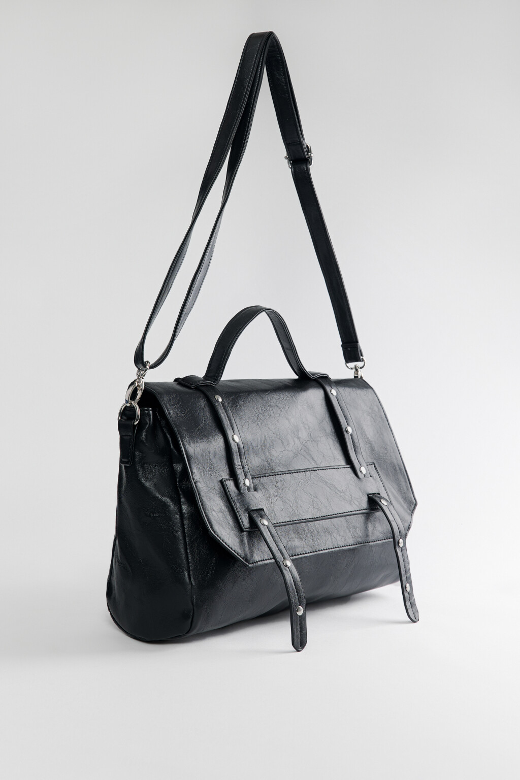 Сумка-портфель из фактурной искусственной кожи - цвет черный - 2