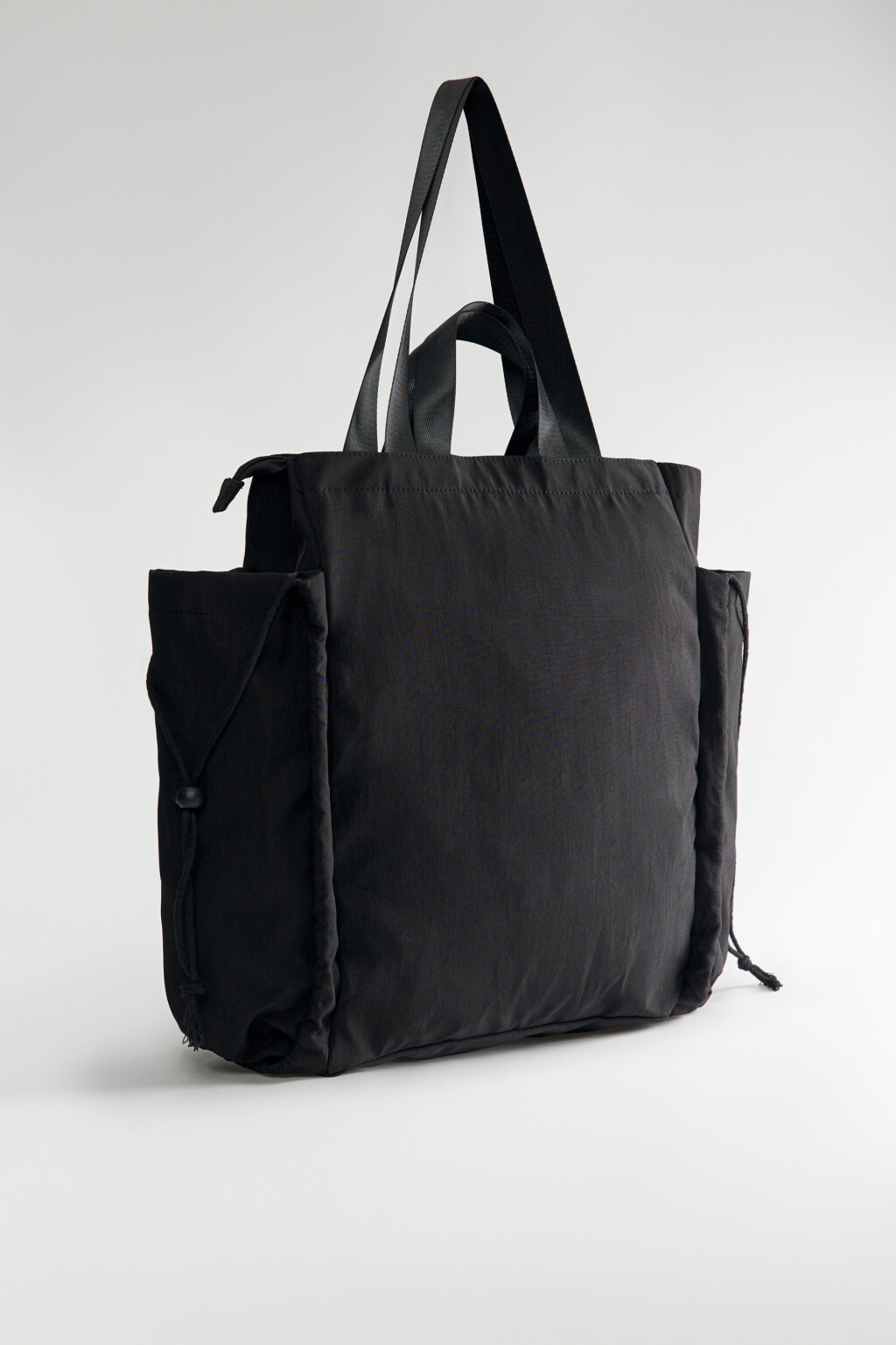 Сумка-шоппер текстильная с карманами - цвет черный - 2