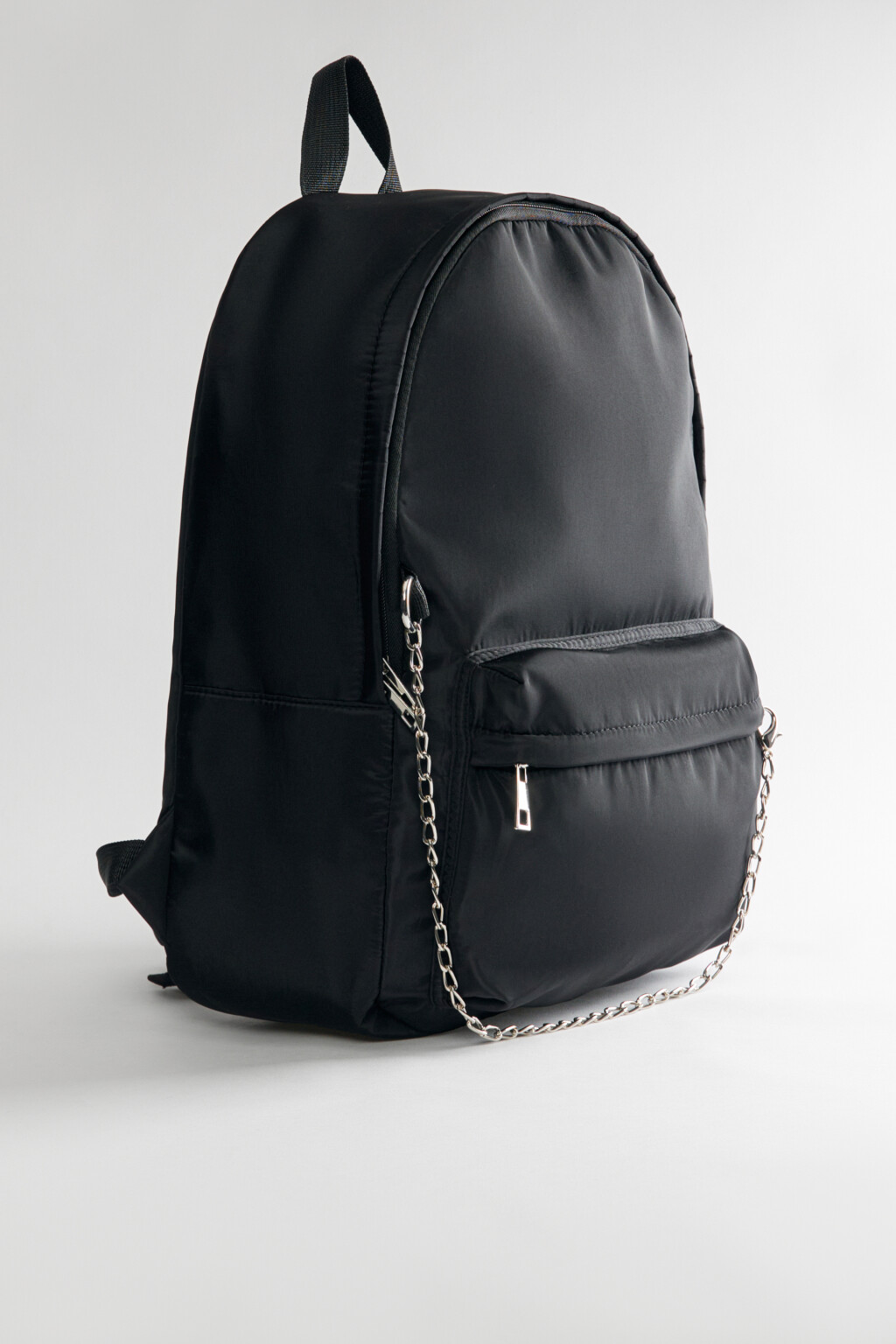 Рюкзак текстильный с декоративной цепочкой - цвет черный - 2