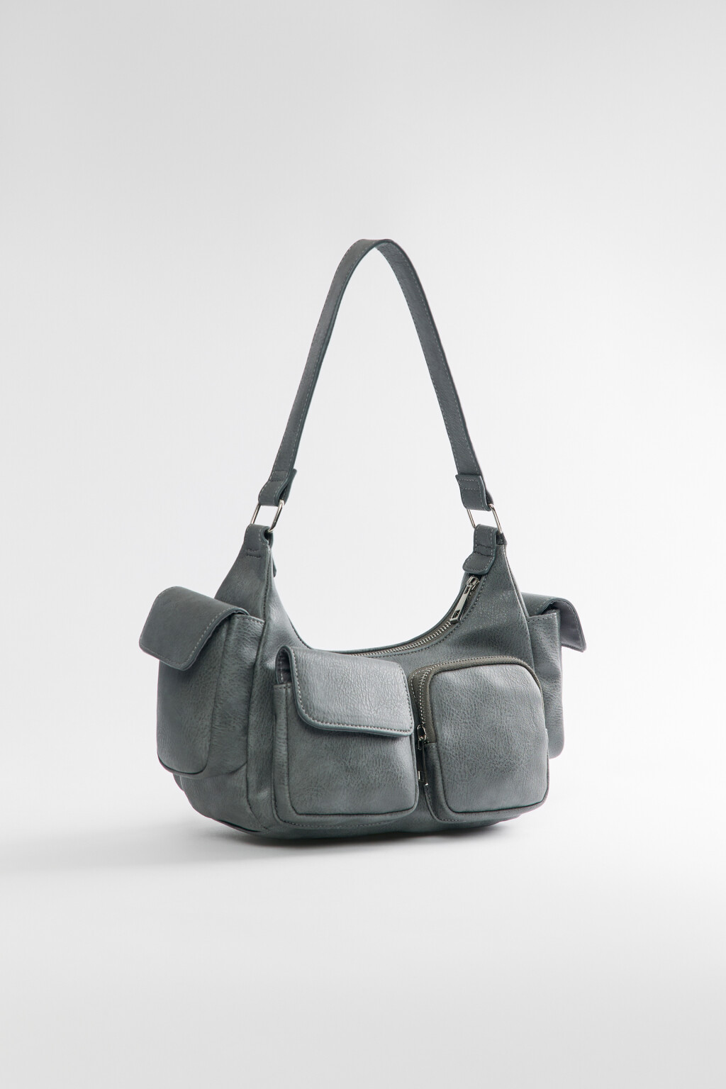 Сумка-багет с состаренным эффектом - цвет черный - 2