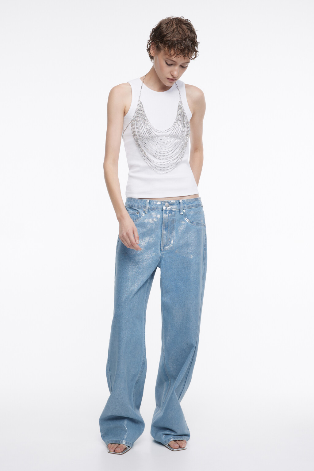 Бра декоративное многослойное со стразами - цвет серый - 4