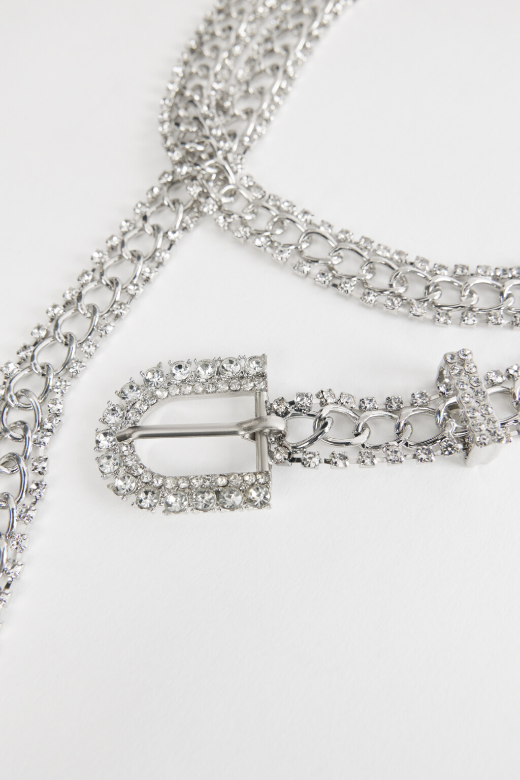 Ремень-цепочка металлический со стразами - цвет серый - 1