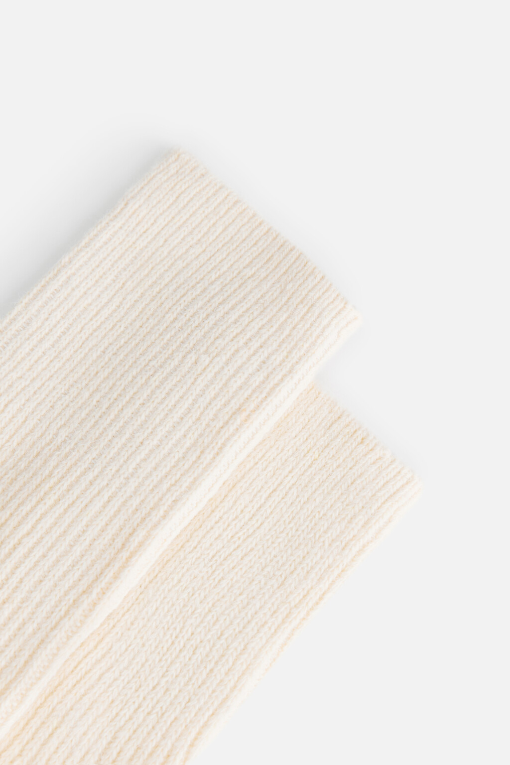 Гольфы высокие в рубчик с шерстью и кашемиром - цвет ванильный - 2