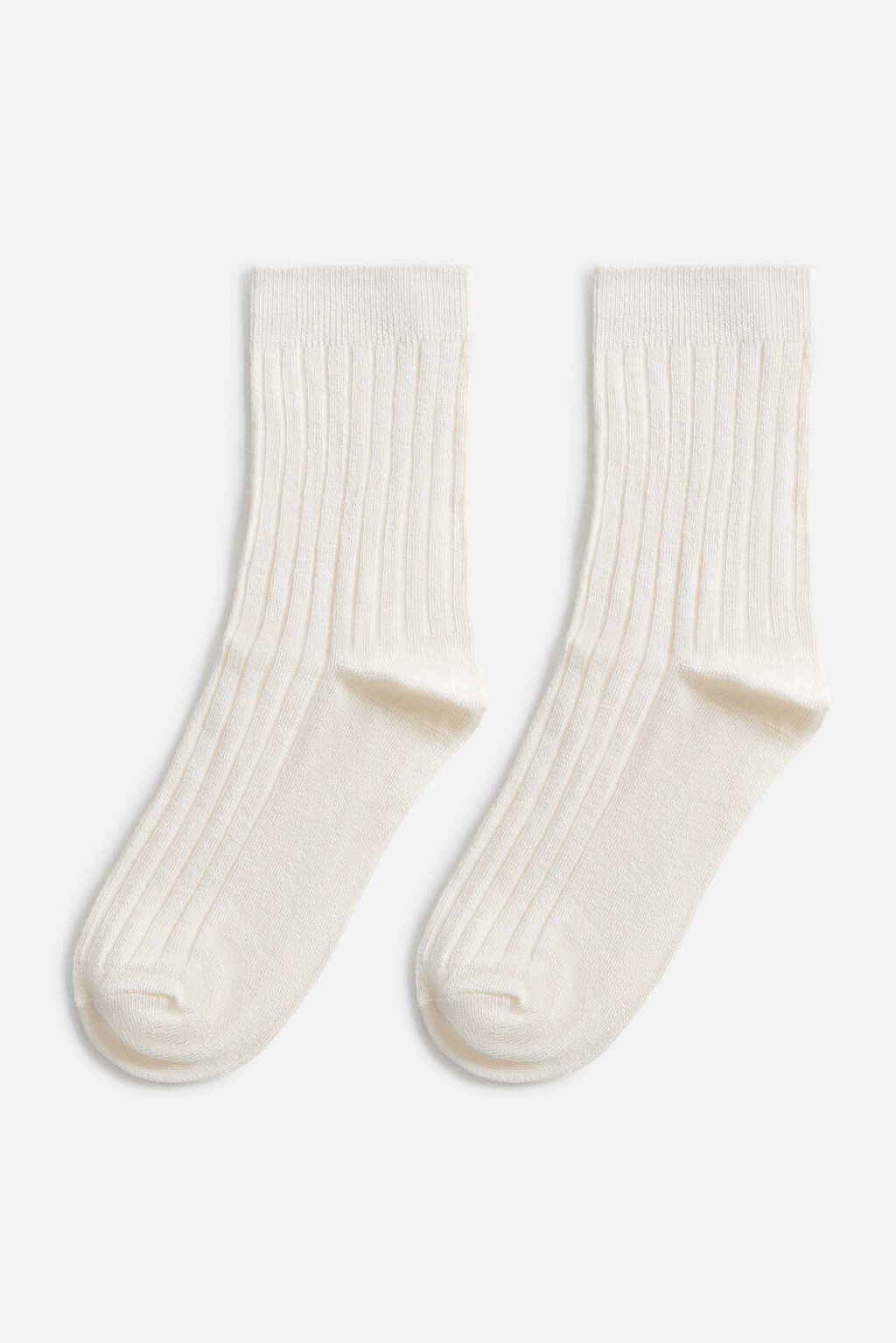 Носки высокие вискозные в рубчик - цвет ванильный - 1