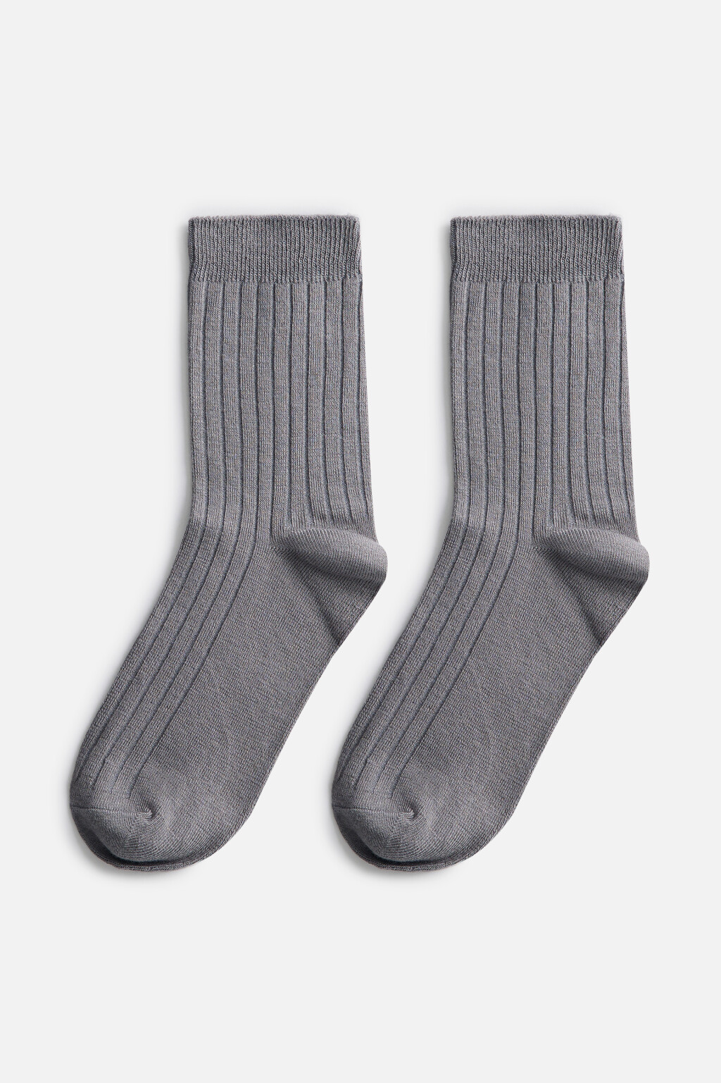 Носки высокие вискозные в рубчик - цвет серый - 1