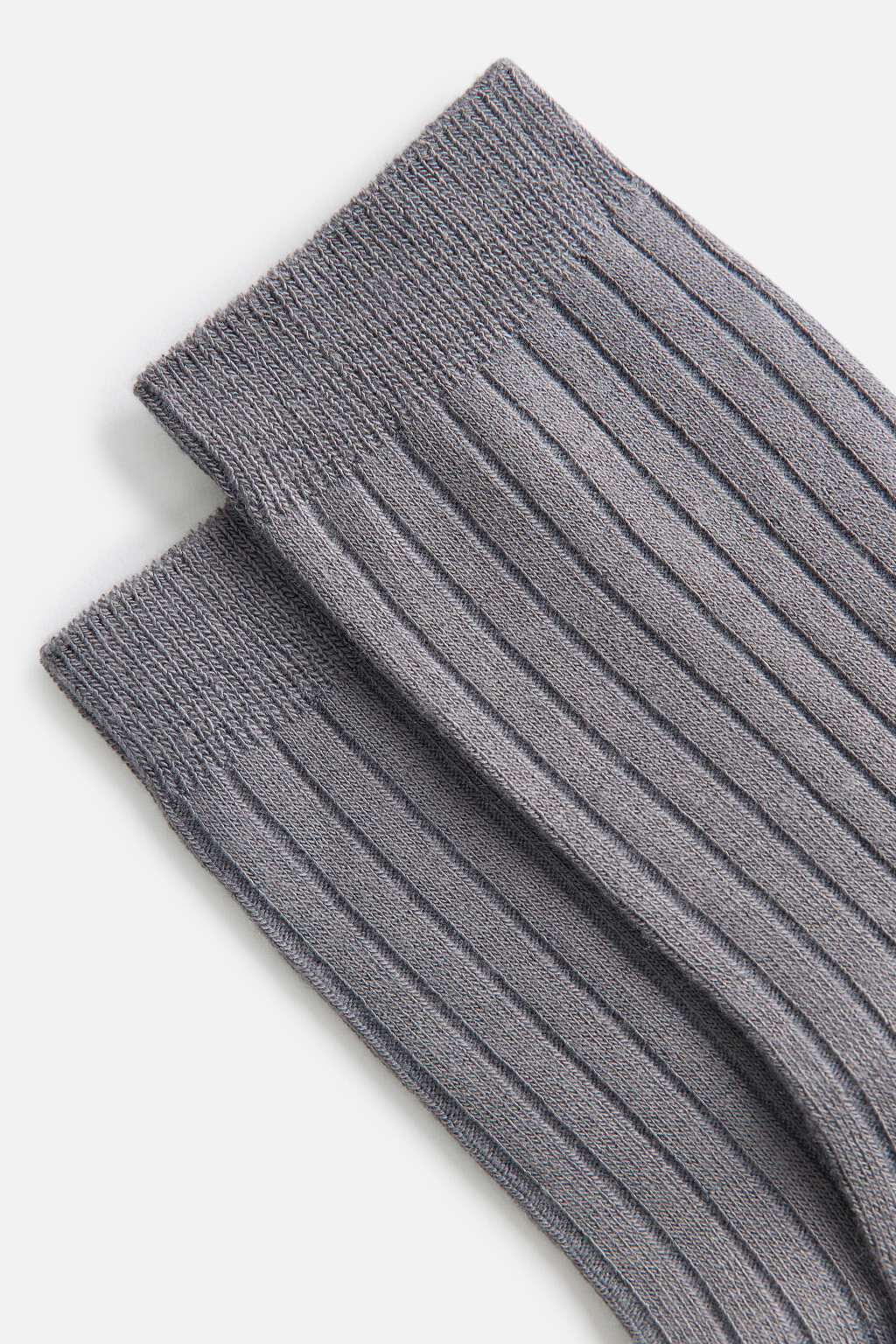 Носки высокие вискозные в рубчик - цвет серый - 2