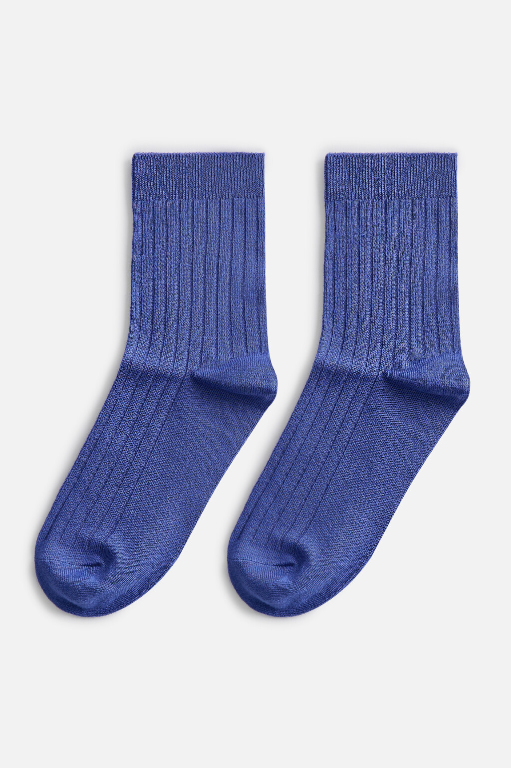 Носки высокие вискозные в рубчик - цвет синий - 1