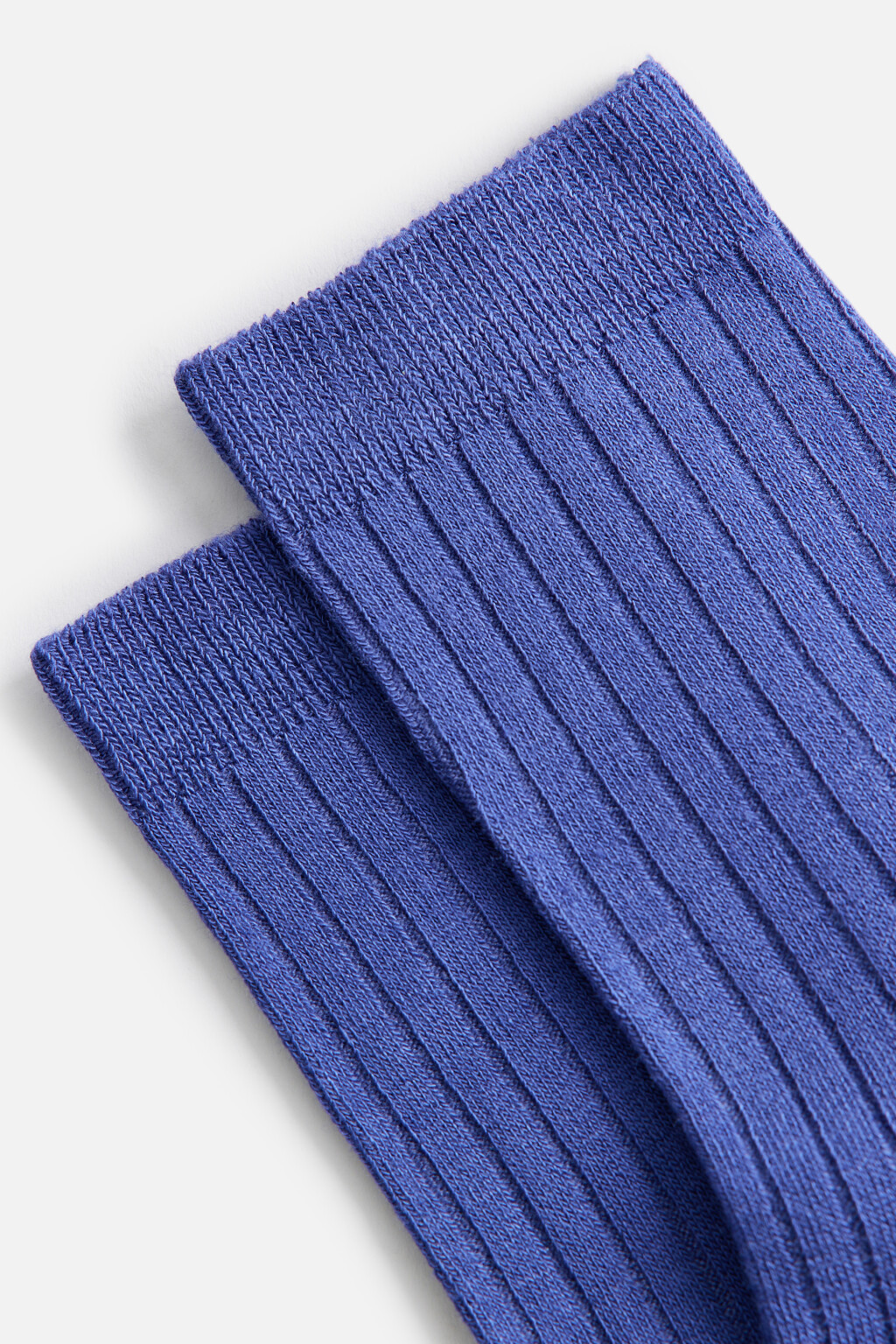 Носки высокие вискозные в рубчик - цвет синий - 2