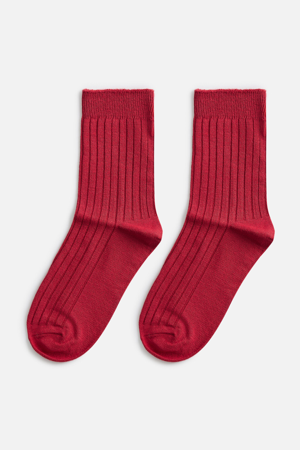 Носки высокие вискозные в рубчик - цвет красный - 1